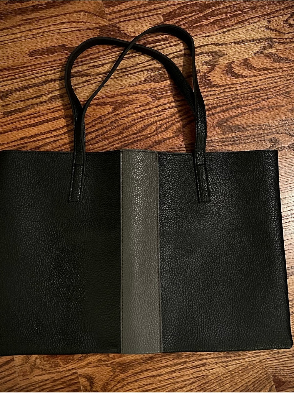 Vince Camuto Black Tote with Gray Center Stripe